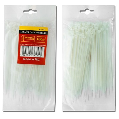 Хомут пластиковый 4,8x350мм, (100 шт/упак), белый Intertool TC-4835