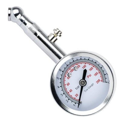 Измеритель давления в шинах стрелочный, металлический корпус, клапан сброса давления Intertool AT-1004