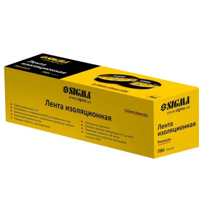 Ізолента ПВХ чорна 0.13мм×19мм×20м Premium SIGMA 8411611