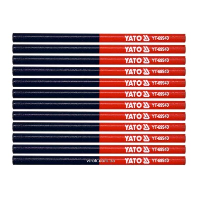 Карандаши столярные YATO 175 мм стержень 4 x 2 мм 12 шт YT-69940