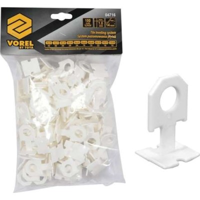 Кліпси для викладання керамічної плитки VOREL : шов- 1 мм, 100 шт. 4716 Кліпси для викладання керамічної плитки VOREL : шов- 1 мм, 100 шт. 4716