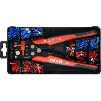 Кліщі для обтискання і зачистки проводів YATO. L=205 мм, 0,2- 6 мм?, з наконечниками, 191 елем. YT-23133