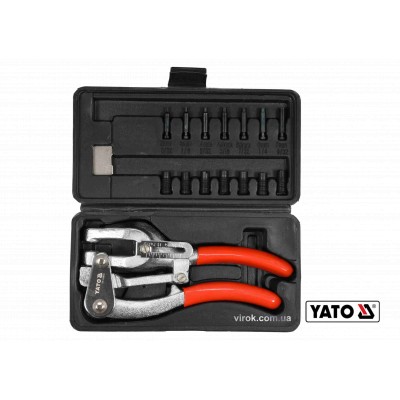 Клещи для прокалывания отверстий YATO в листовом металле ? 1 мм 14 насадок ?=2-7 мм 16 шт + кейс YT-18973