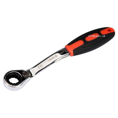 Ключ накидной изогнутый с трещоткой YATO М10 CrV YT-02372