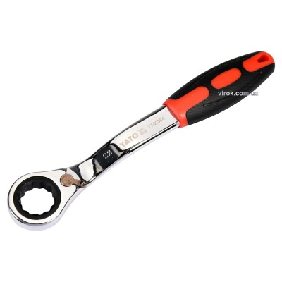 Ключ накидной изогнутый с трещоткой YATO М22 CrV YT-02384