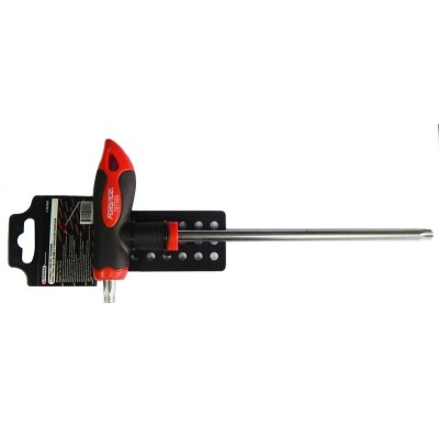 Ключ Т-образный TORX с прорезиненной рукояткой T20х100мм, на пластиковом держателе Forsage F-76720G