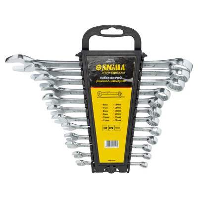 Ключі ріжково-накидні 12шт 6-22мм CrV head polished SIGMA 6010201