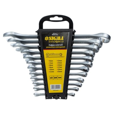 Ключі ріжково-накидні 12шт 6-22мм CrV SIGMA 6010121