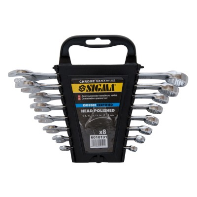 Ключи рожково-накидные 8шт 6-19мм CrV head polished SIGMA 6010191 Ключи рожково-накидные 8шт 6-19мм CrV head polished SIGMA 6010191