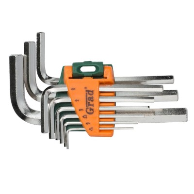 Ключи шестигранные 9шт 1.5-10мм CrV короткие GRAD 4022075