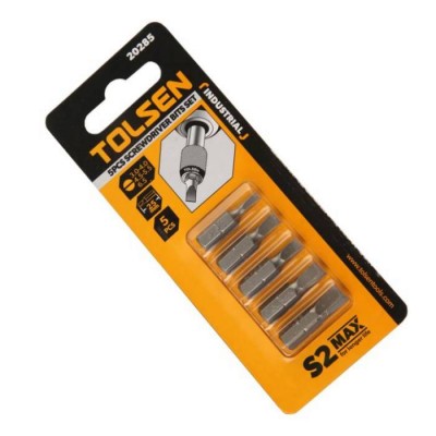 Комплект бит S2 прямой шлиц 3-4-4.5-5.5-6.5х25 мм 5 шт Tolsen 20285
