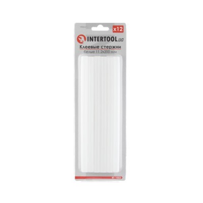 Комплект клейових стрижнів білих 11.2мм*200мм, 12шт Intertool RT-1022