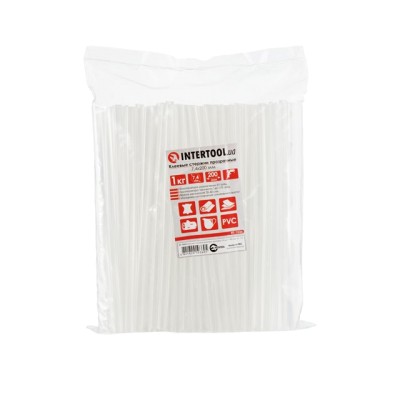 Комплект клейових стрижнів прозорих 7.4мм*200мм, уп. 1кг Intertool RT-1036