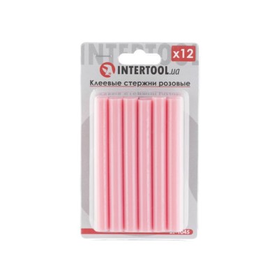 Комплект клейових стрижнів рожевих 11.2мм*100мм, 12шт Intertool RT-1045