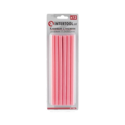 Комплект клейових стрижнів рожевих 11.2мм*200мм, 12шт Intertool RT-1046