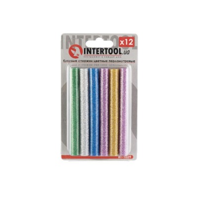 Комплект клейових стрижнів кольорових перламутрових 11.2мм*100мм, 12шт Intertool RT-1029