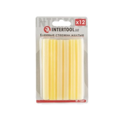 Комплект клейових стрижнів жовтих 11.2мм*100мм, 12шт Intertool RT-1049