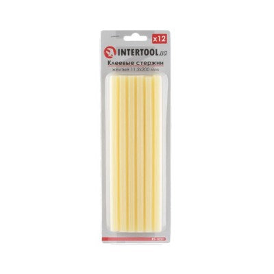 Комплект клейових стрижнів жовтих 11.2мм*200мм, 12шт Intertool RT-1021