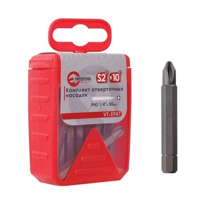 Комплект викруткових насадок PH2 1/4"*50мм уп. 10шт Intertool VT-5947