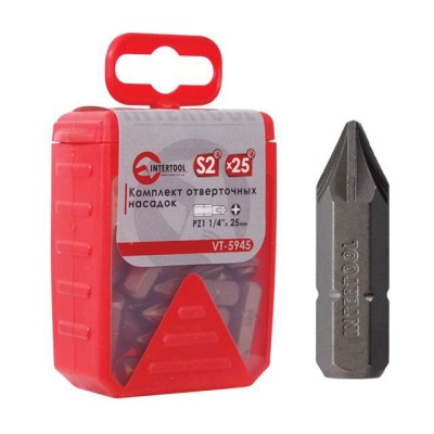 Комплект викруткових насадок PZ1 1/4"*25мм уп. 25шт [VT-5945] Intertool VT-5945