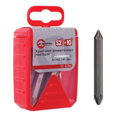 Комплект викруткових насадок PZ1/PZ2 1/4"*60мм уп. 10шт Intertool VT-5786