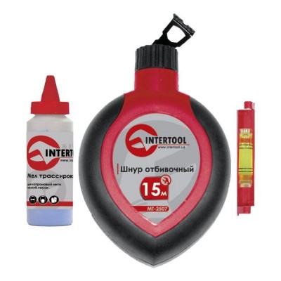 Комплект: шнур відбивний, коректор 115г. та шнуровий рівень, 3 в 1 Intertool MT-2505
