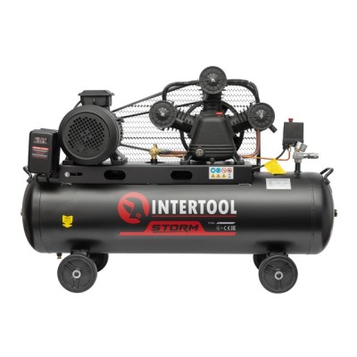 Компресор 100 л, 4 кВт, 380 В, 10 атм, 600 л/хв. 3 циліндри Intertool PT-0036