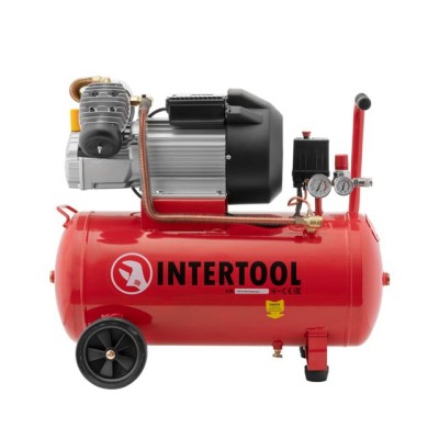 Компресор 50 л, 3 кВт, 220 В, 10 атм, 420 л/хв, 2 циліндри Intertool PT-0007