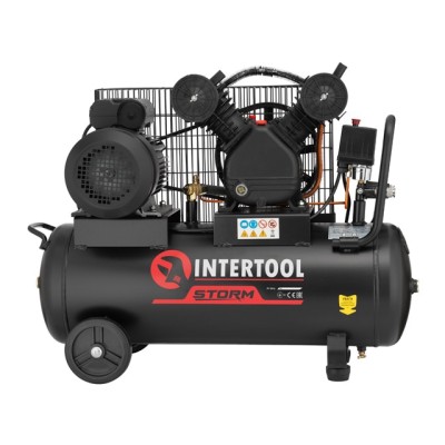 Компресор 50 л, 3 кВт, 220 В, 10 атм, 500 л/хв, 2 циліндри Intertool PT-0016