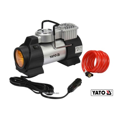 Автомобільний компресор YATO 12 В 180 Вт 40 л/хв 1 Mпа + шланг 1 м + насадки + мішок YT-73460