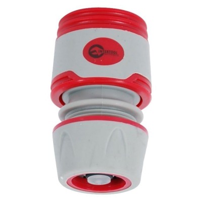 Конектор із аквастопом 1/2" для шланга 1/2 Intertool GE-1119