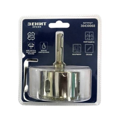 Коронка алмазна 68 мм + адаптер SDS-Plus (1/2") + центральний свердло (7x57мм) 30430068 Коронка алмазна 68 мм + адаптер SDS-Plus (1/2") + центральний свердло (7x57мм) 30430068