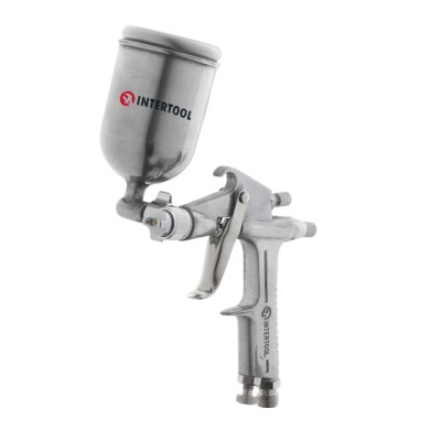 Краскопульт пневматичний HP MINI, форсунка 0.5мм, верхній металевий бачок 200мл, 5бар Intertool PT-0301