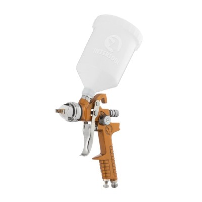 Краскопульт пневматичний HVLP, форсунка 1.5мм, верхній пластиковий бачок 600мл., 3бар Intertool PT-0110