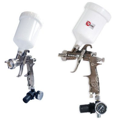 Краскопульт пневматичний LVLP, форсунка 1.3мм, з редуктором, верхній пластиковий бачок 600мл., 2бар Intertool PT-0130