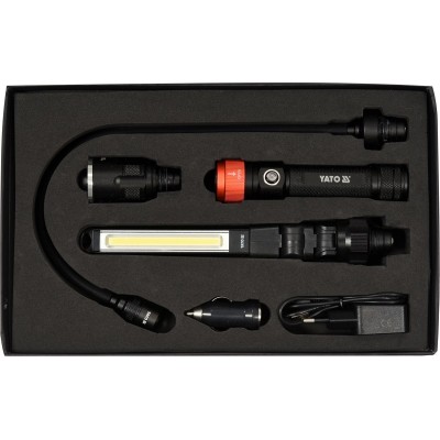 Ліхтар з обладунками 3 в 1 YATO для ремонтних робіт з зарядним пристроєм, в футлярі YT-08521
