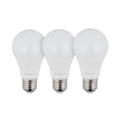 Лампы светодиодные, набор из 3 шт. LL-0015, LED A60, E27, 12Вт, 150-300В, 4000K, 30000ч, гарантия 3года Intertool LL-3015