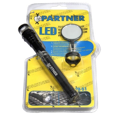 LED Телескопічний ліхтар з магнітом (3 світлодіоди + дзеркало) Partner PA-51