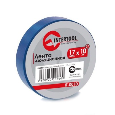 Стрічка ізоляційна 0.15мм*17мм*10м синя Intertool IT-0010