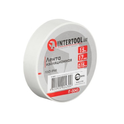 Стрічка ізоляційна 0.15мм*17мм*15м біла Intertool IT-0043