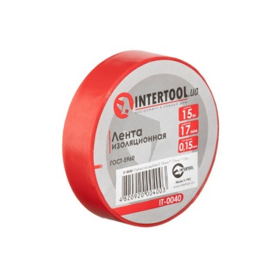 Стрічка ізоляційна 0.15мм*17мм*15м червона Intertool IT-0040