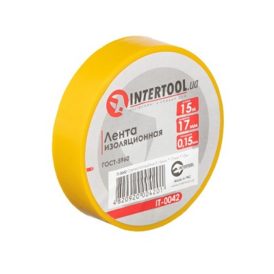Стрічка ізоляційна 0.15мм*17мм*15м жовта Intertool IT-0042