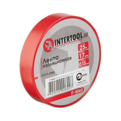 Стрічка ізоляційна 0.15мм*17мм*25м червона Intertool IT-0060