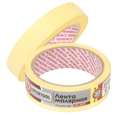 Стрічка малярська 30мм, 20м, жовта Intertool DM-3020