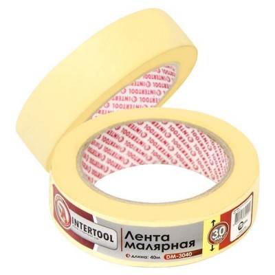 Стрічка малярська 30мм, 40м, жовта Intertool DM-3040