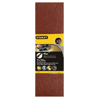 Лента шлифовальная STANLEY 75 x 533 мм P40 3 шт STA33181-XJ