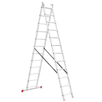 Сходи алюмінієві 2-х секційні універсальні розкладні 2*12ступ. 5.93м Intertool LT-0212