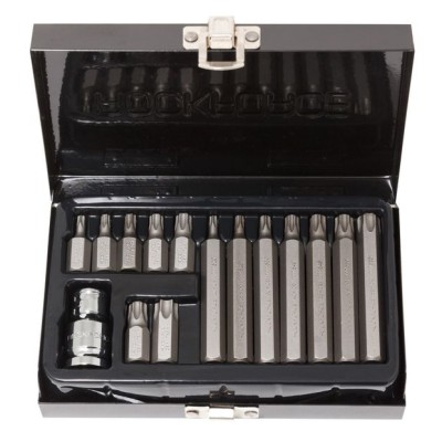 Набор бит TORX с отверстием и битодержателем,15 предметов 1/2"(L: 30/75мм; Т20,Т25,Т30,Т40,Т45,Т50,Т55), в металлическом кейсе ROCKFORCE RF-4156TH Набор бит TORX с отверстием и битодержателем,15 предметов 1/2"(L: 30/75мм; Т20,Т25,Т30,Т40,Т45,Т50,Т55), в металлическом кейсе ROCKFORCE RF-4156TH