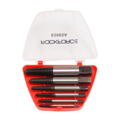 Набір екстракторів різьблення, 6 предметів (М3-М25; Ø:3-6мм, 6-8мм, 8-11мм, 11-14мм, 14-18мм, 18-22мм; "дрібний крок"), у пластиковому футлярі ROCKFORCE RF-6300