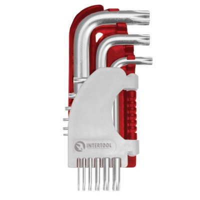 Набір Г-подібних ключів TORX, 9шт., Т10-Т50, S2, PROF Intertool HT-1821